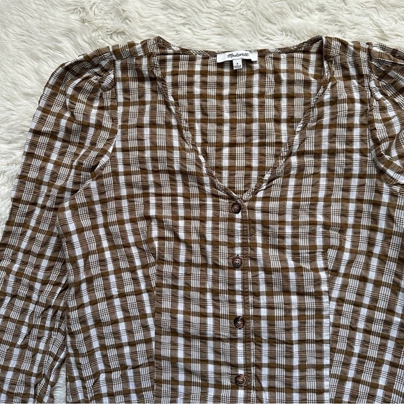 Madewell Shirt Westover Top Button Front in Sandown Plaid Weathered Olive 6 - Picture 6 of 12